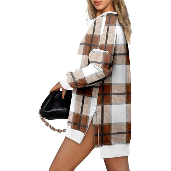 Oversized Crew Neck Sweatshirt Women Long Sleeve Zipper Fall Casual - Picture 3 of 5